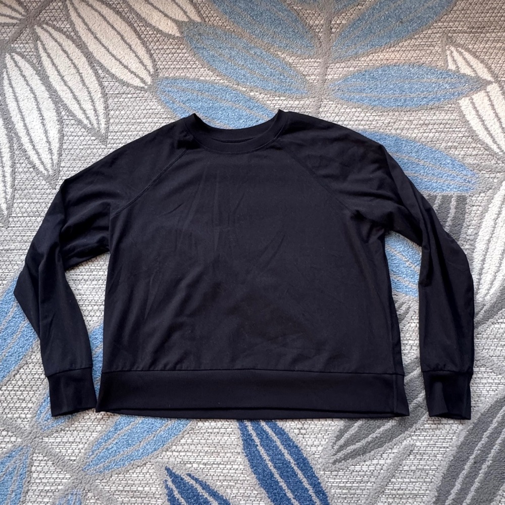 Quince Women's Flowknit‎ Pullover Crew Black Size Small
